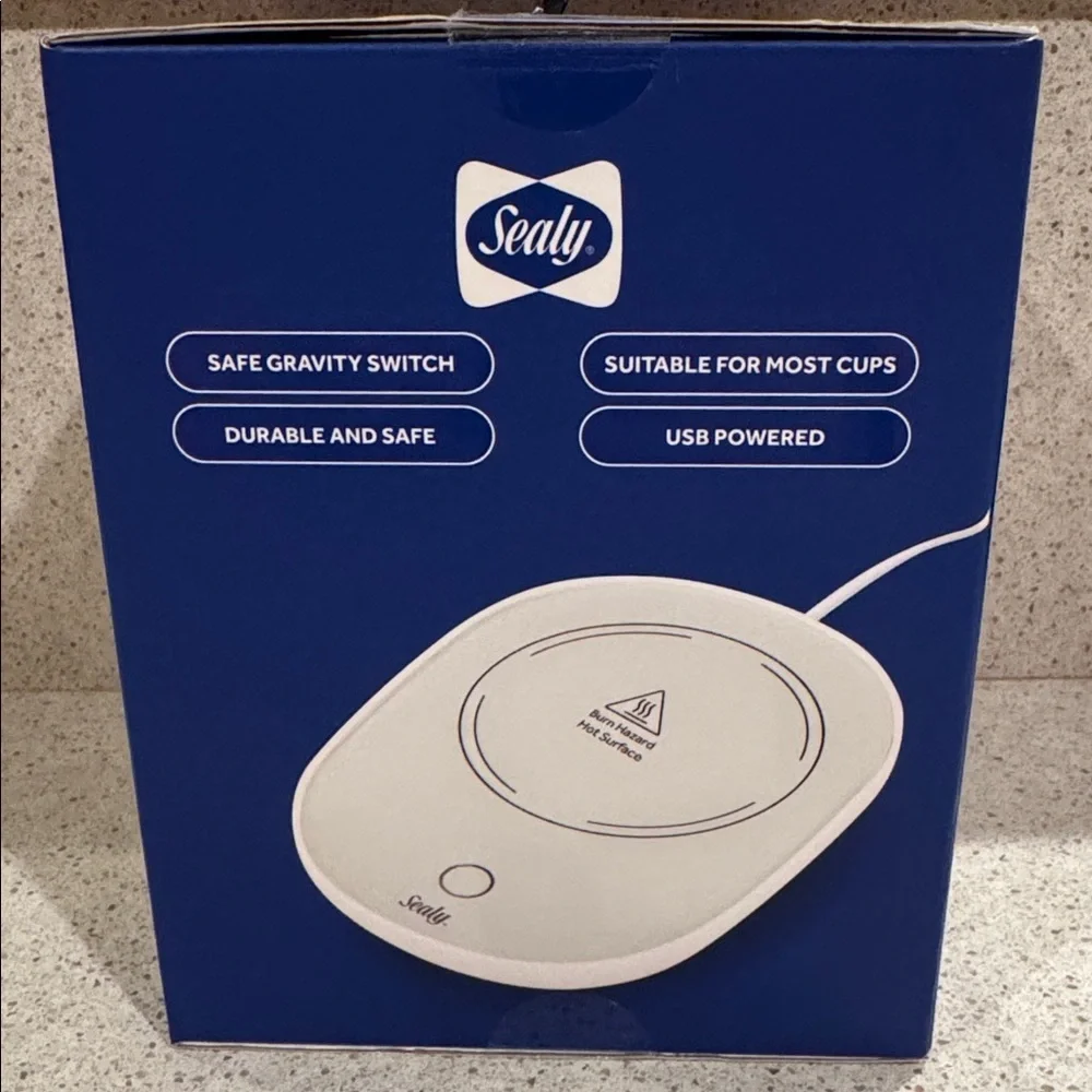 Sealy White Mug Warmer with Coffee Mug